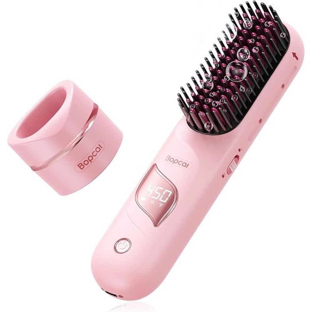 Cordless Hair Straightener Brush with Charging Dock